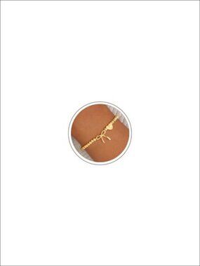 Bow Initial Bracelet 14k Gold Plated Women Stretch